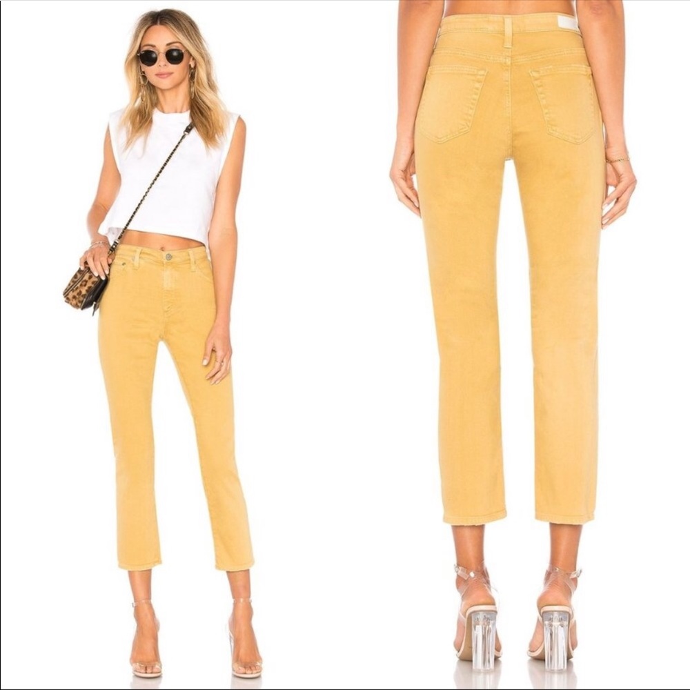 AG Adriano Goldschmied Mustard Yellow Cropped Jeans